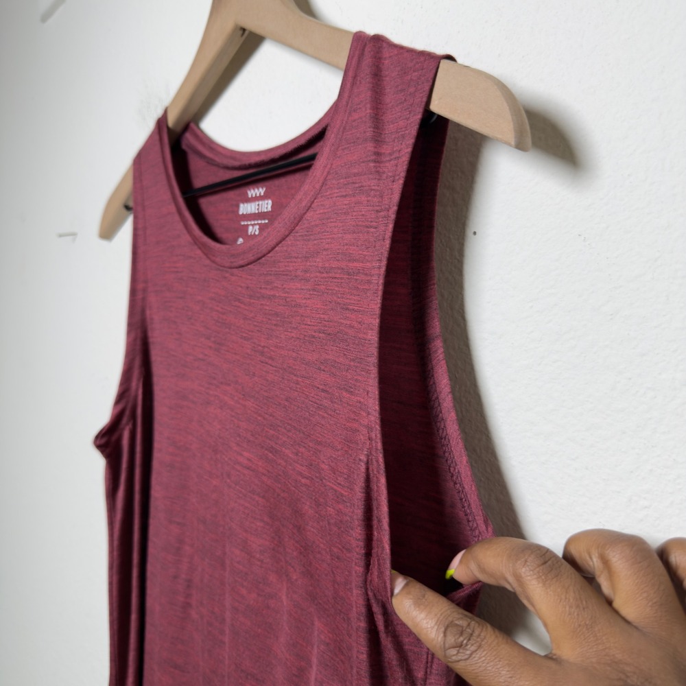 Bonnetier Womens 100% Merino Wool Dress Small Burgundy Sleeveless Pockets Mini - Picture 3 of 8
